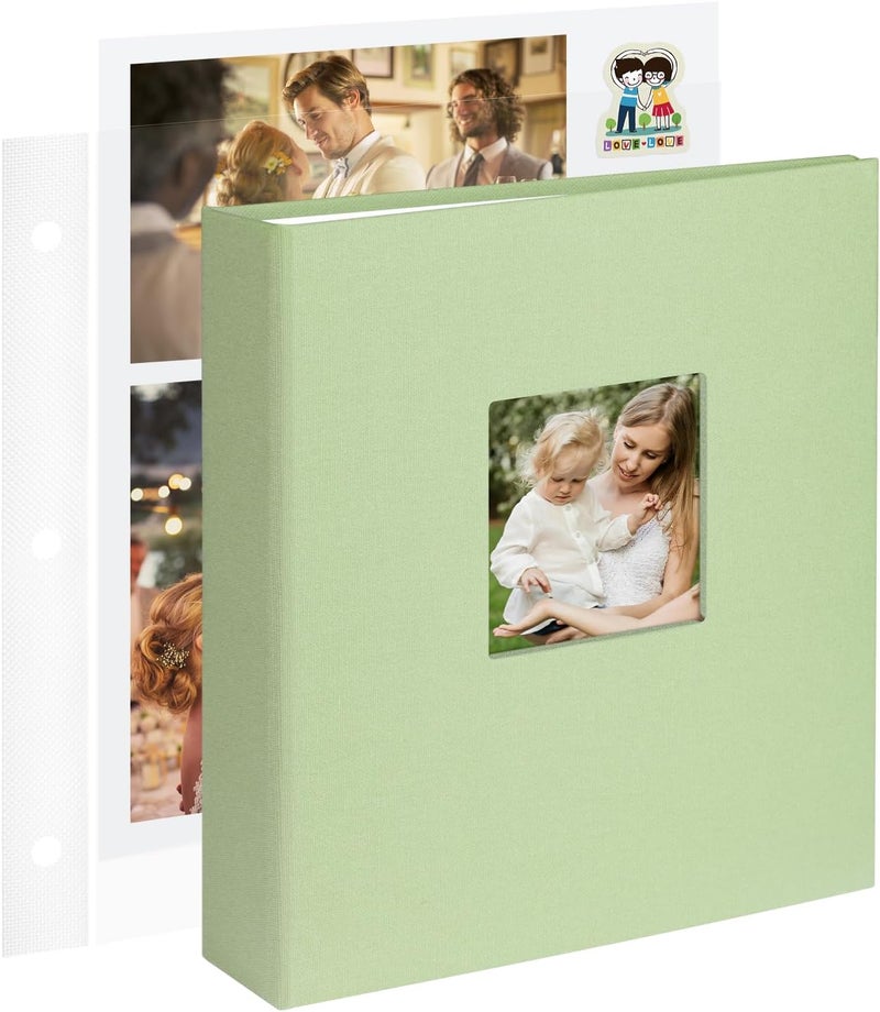 1DOT2 8.5x11 Inch Large 3 Ring DIY Scrapbook Photo Album with 30 Plastic Sleeves 60 Pages Blank Scrapbooks, 8.5 x 11 Scrap Book Albums for Baby Travel Wedding Graduation kids (Sage Green) - Image 1